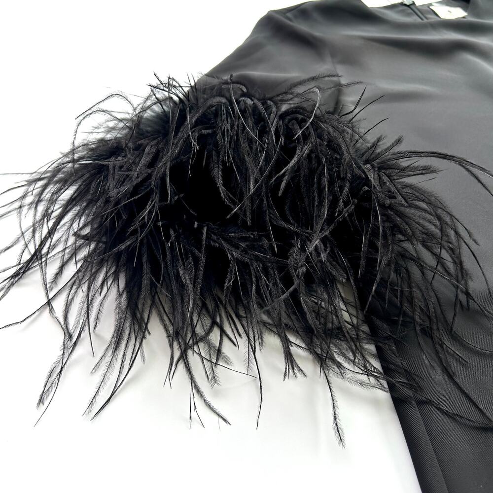 Tuckernuck Black Feather Jamie Dress Ostrich Feather Cuffs Size S - Picture 9 of 16